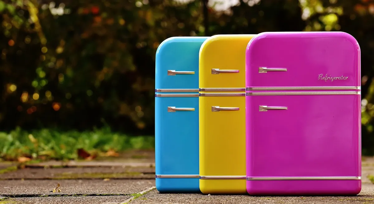 refrigerators, cans, cookie jars, blue, yellow, pink, storage, tin can, cookie jar, sheet, coloured, silver, refrigerator, refrigerator, refrigerator, refrigera