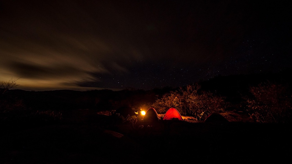 Camping equipment including tent stakes and a mallet for securing a tent